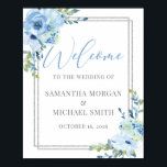 Elegant blue floral Sildenbruiloft welkomstbord Poster<br><div class="desc">Elegant blue floral Silver bruiloft welkomstbord,  Contact met me opnemen voor overeenkomende objecten of voor aanpassingen,  Blush-Rozen ©</div>