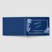 Elegant Blue Floral Silver Wedding Gastenboek (Volledig)