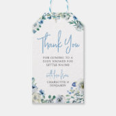 Elegant Blue Floral Spring Baby shower Dank je wel Cadeaulabel (Voorkant)