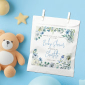 Elegant Blue Floral Spring Boy Baby shower Bedankzakje