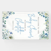 Elegant Blue Floral Spring Welcome Baby shower Spandoek (Horizontaal)