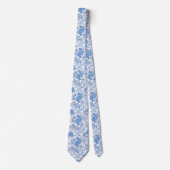 Elegant Blue Floral Stropdas (Voorkant)