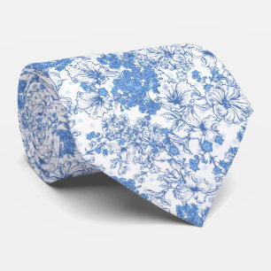 Elegant Blue Floral Stropdas