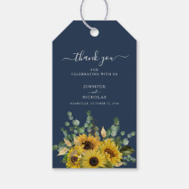 Elegant Blue Floral Sunflower Wedding Cadeaulabel