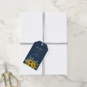 Elegant Blue Floral Sunflower Wedding Cadeaulabel (Met Touw)