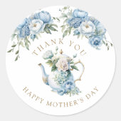 Elegant Blue Floral Tea Party Thank You  Ronde Sticker (Voorkant)