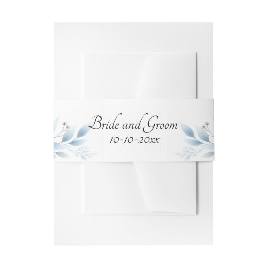 Elegant Blue Floral Uitnodigingen Wikkel (Voorkant Voorbeeld)