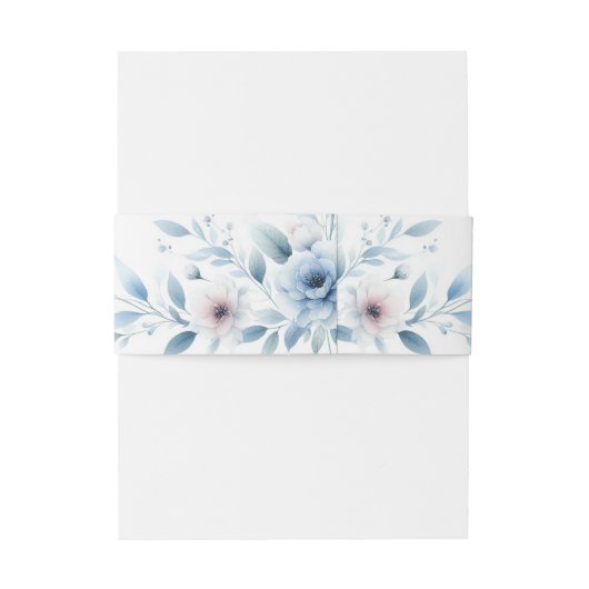 Elegant Blue Floral Uitnodigingen Wikkel (Achterkant Voorbeeld)