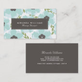 Elegant Blue Floral Visitekaartjes - Groupon (Voorkant / Achterkant)