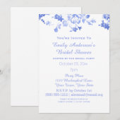 Elegant Blue Floral Vrijgezellenfeest gehost Kaart (Voorkant / Achterkant)