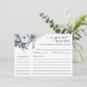 Elegant Blue Floral Vrijgezellenfeest Recipcard (Staand voorkant)