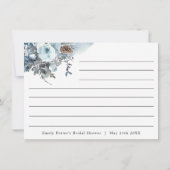 Elegant Blue Floral Vrijgezellenfeest Recipcard (Achterkant)