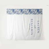 Elegant Blue Floral Wandkleed (Voorkant (horizontaal))