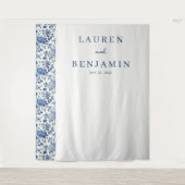 Elegant Blue Floral Wandkleed (Voorkant)