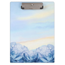 Elegant Blue Floral Watercolor Clipboard
