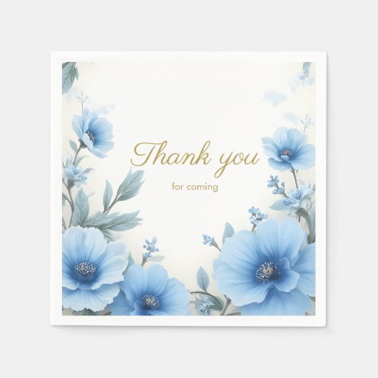 Elegant Blue Floral Watercolor Feminine Desig紙ナプキン Servet (Voorkant)