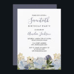 Elegant Blue Floral Waterverf 70th Birthday Kaart<br><div class="desc">bloemetjesdagenuitnodiging in de Little Bayleigh Store.</div>