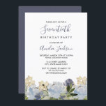 Elegant Blue Floral Waterverf 70th Birthday Kaart<br><div class="desc">bloemetjesdagenuitnodiging in de Little Bayleigh Store.</div>