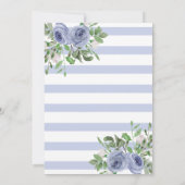 Elegant Blue Floral Waterverf Stripes Birthday Kaart (Achterkant)