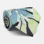 Elegant Blue Floral Waterverf Stropdas voor bruilo (Opgerold)