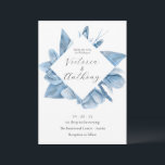 Elegant Blue Floral Waterverf Wedding Invitation Kaart<br><div class="desc">Mooie blauwe waterverf florale kreet omringend elegant lettertype en typografie. Ideaal voor een seizoen bruiloft.</div>