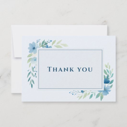 Elegant Blue Floral Weddenschap Hartelijk dank Bedankkaart (Achterkant)