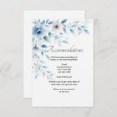 Elegant Blue Floral Wedding Accommodation  Informatiekaartje (Voorkant / Achterkant)