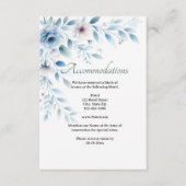 Elegant Blue Floral Wedding Accommodation  Informatiekaartje (Voorkant)