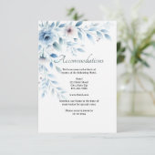 Elegant Blue Floral Wedding Accommodation  Informatiekaartje (Staand voorkant)