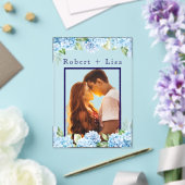 Elegant Blue Floral Wedding  Acryl Uitnodigingen (Insitu (Huwelijk))