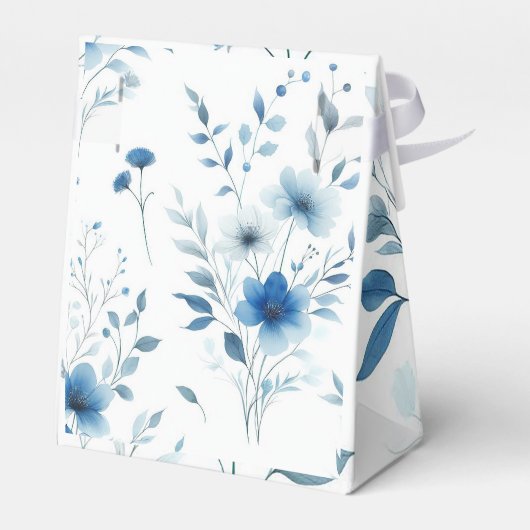 Elegant Blue Floral Wedding Bedankdoosjes (Achterkant)