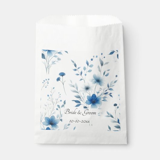 Elegant Blue Floral Wedding Bedankzakje (Voorkant)