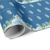 Elegant Blue Floral Wedding Cadeaupapier (Rol Hoek)