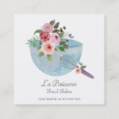 Elegant Blue Floral Wedding Cake Makers Bakery Vierkante Visitekaartje (Voorkant)