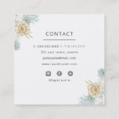 Elegant Blue Floral Wedding Cake Makers Bakery Vierkante Visitekaartje (Achterkant)