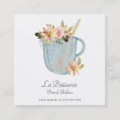 Elegant Blue Floral Wedding Cake Makers Bakery Vierkante Visitekaartje (Voorkant)