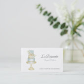 Elegant Blue Floral Wedding Cake Makers Bakery Visitekaartje (Staand voorkant)