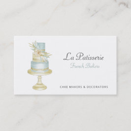 Elegant Blue Floral Wedding Cake Makers Bakery Visitekaartje