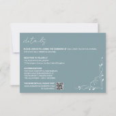 Elegant Blue Floral Wedding Details Card RSVP Kaartje (Voorkant)