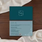 Elegant Blue Floral Wedding Details Card RSVP Kaartje