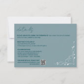 Elegant Blue Floral Wedding Details Card RSVP Kaartje (Voorkant)