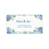 Elegant Blue Floral Wedding  Etiket (Voorkant)