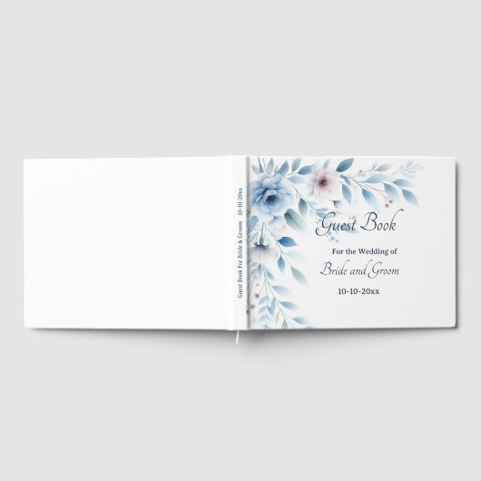 Elegant Blue Floral Wedding Guest Book Gastenboek (Volledig)