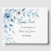Elegant Blue Floral Wedding Guest Book Gastenboek (Voorkant)