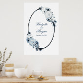 Elegant Blue Floral Wedding Hoop Poster (Keuken)