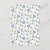 Elegant Blue Floral Wedding Informatiekaartje (Achterkant)