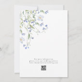 Elegant Blue Floral Wedding Invitation Kaart (Achterkant)