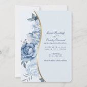 Elegant Blue Floral Wedding Invitation  Kaart (Voorkant)