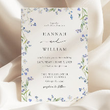 Elegant Blue Floral Wedding Invitation