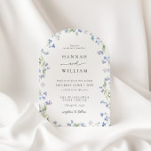 Elegant Blue Floral Wedding Invitation Kaart